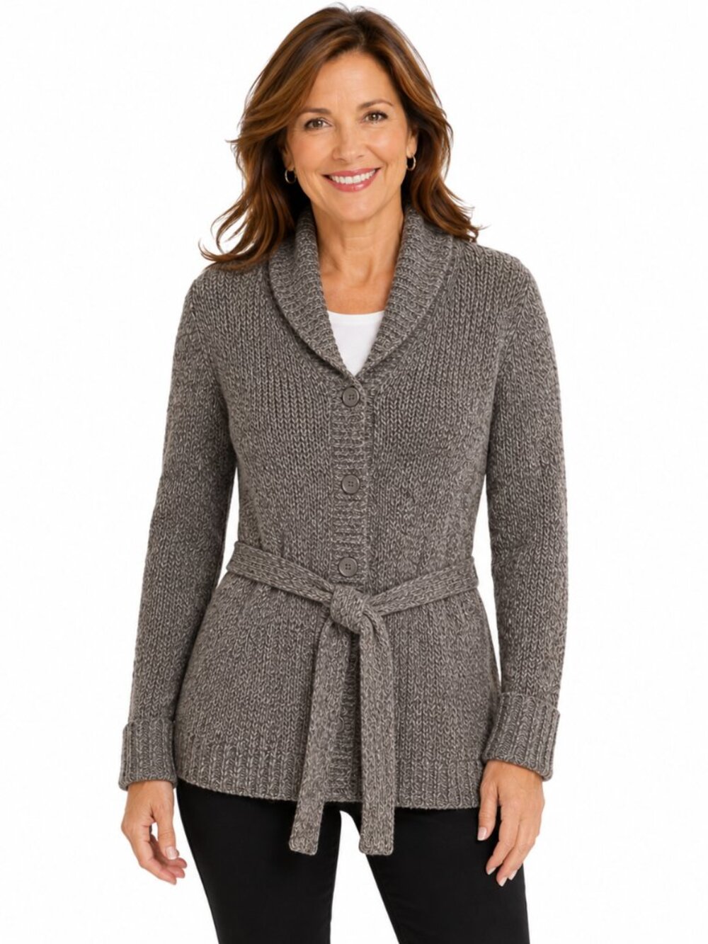 American Eagle Outfitters AEO Lambswool Button Down Belted Cardigan Sweater Sz M